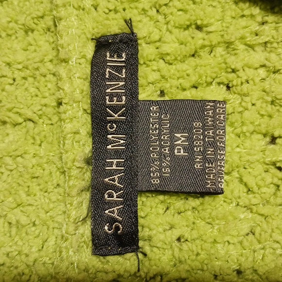 Sarah McKenzie Bright Green Long Sleeve Zip up Sweater Sz PM, - Picture 7 of 9